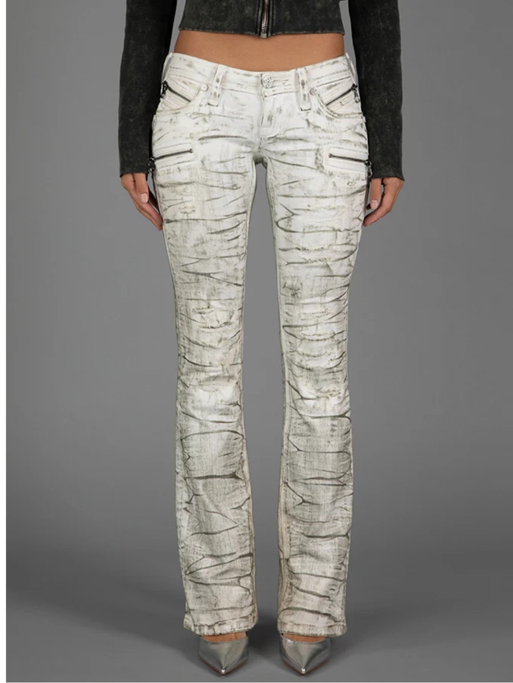 Rock Revival Kamil Super Low-Rise Moto Bootcut Jeans in Riot Frost - Picture 2 of 12